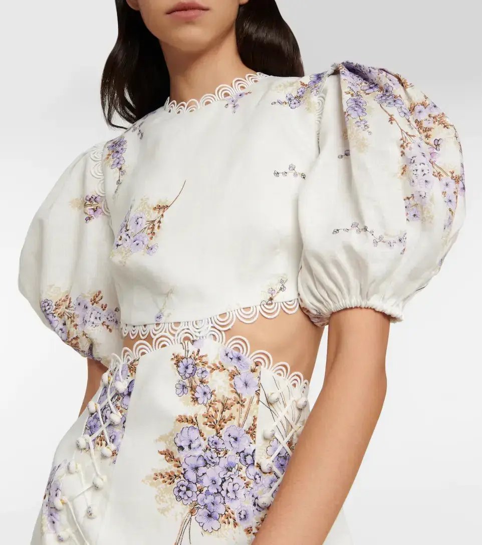 Zimmermann Jude Cut Out Mini Dress Floral Size 0 / Au 8 photo 2