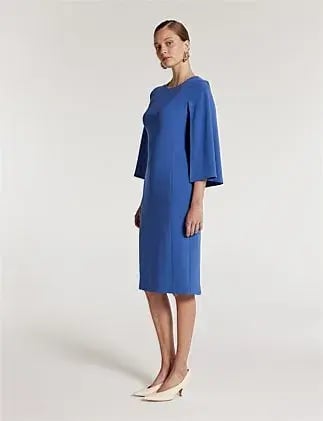 Perri Cutten Cape Sleeve Dress in Blue Size AU 16 photo 3