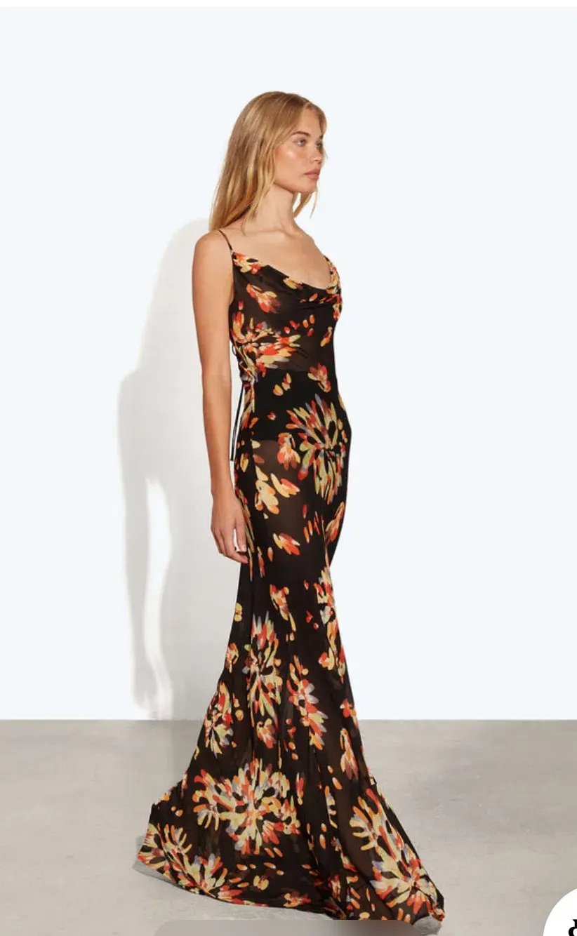 Rat & Boa Catarina Maxi Dress Black Floral Size S- AU 8-10 photo 3