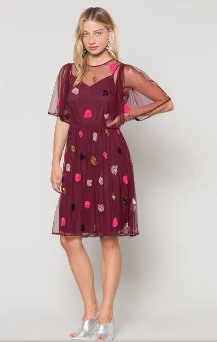 Gorman Claire Embellished Dress Red Beaded Size 8 photo 2