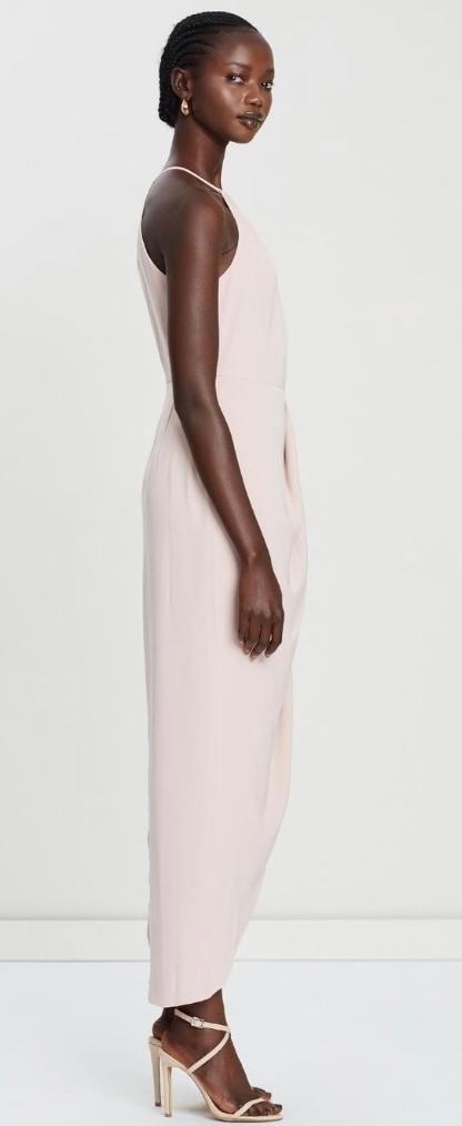 Shona Joy High Neck Ruched Midi Dress Pink Size 6 photo 2