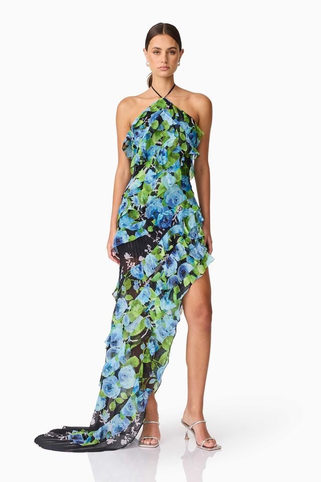 Elliatt Briony Asymmetrical Maxi Dress - Black Multi photo 4