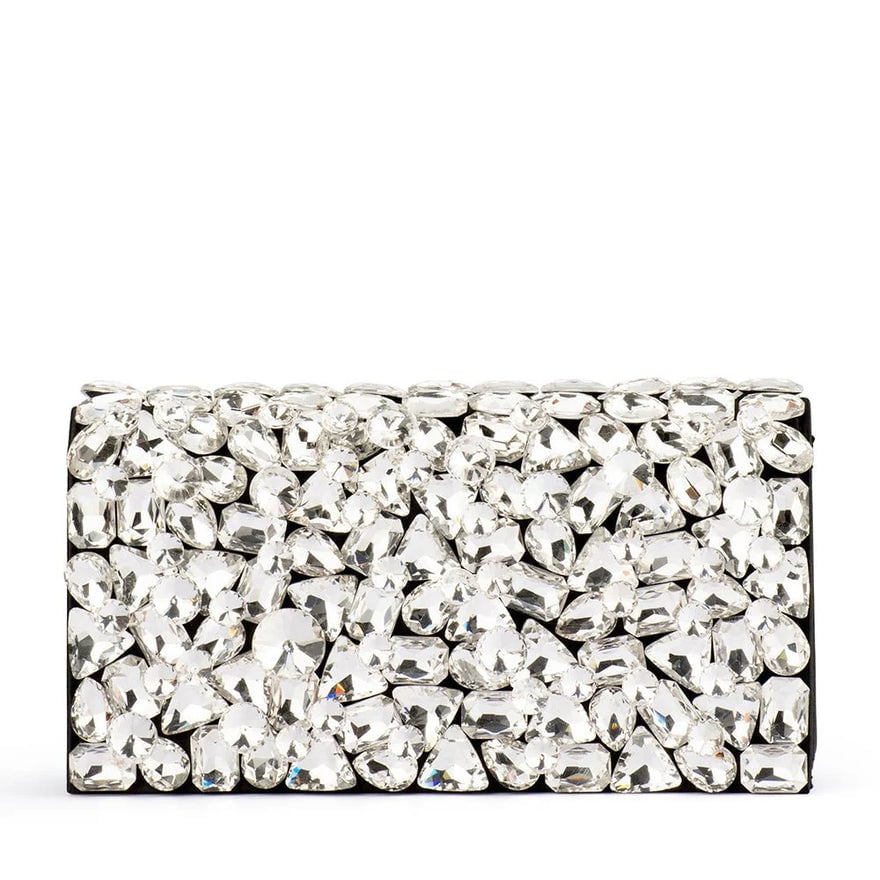 Olga Berg Renata Crystal Encrusted Clutch - Black/Silver photo 2