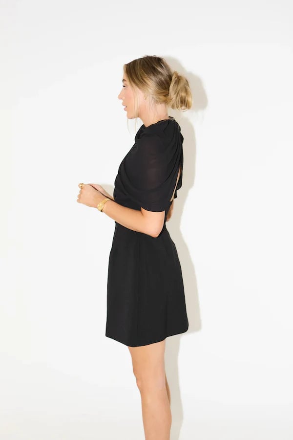 ODD MUSE THE ULTIMATE MUSE GATHERED MINI DRESS - BLACK photo 6