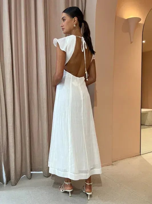 Hansen and Gretel Portofino Backless Dress in Ivory Size 14 photo 2