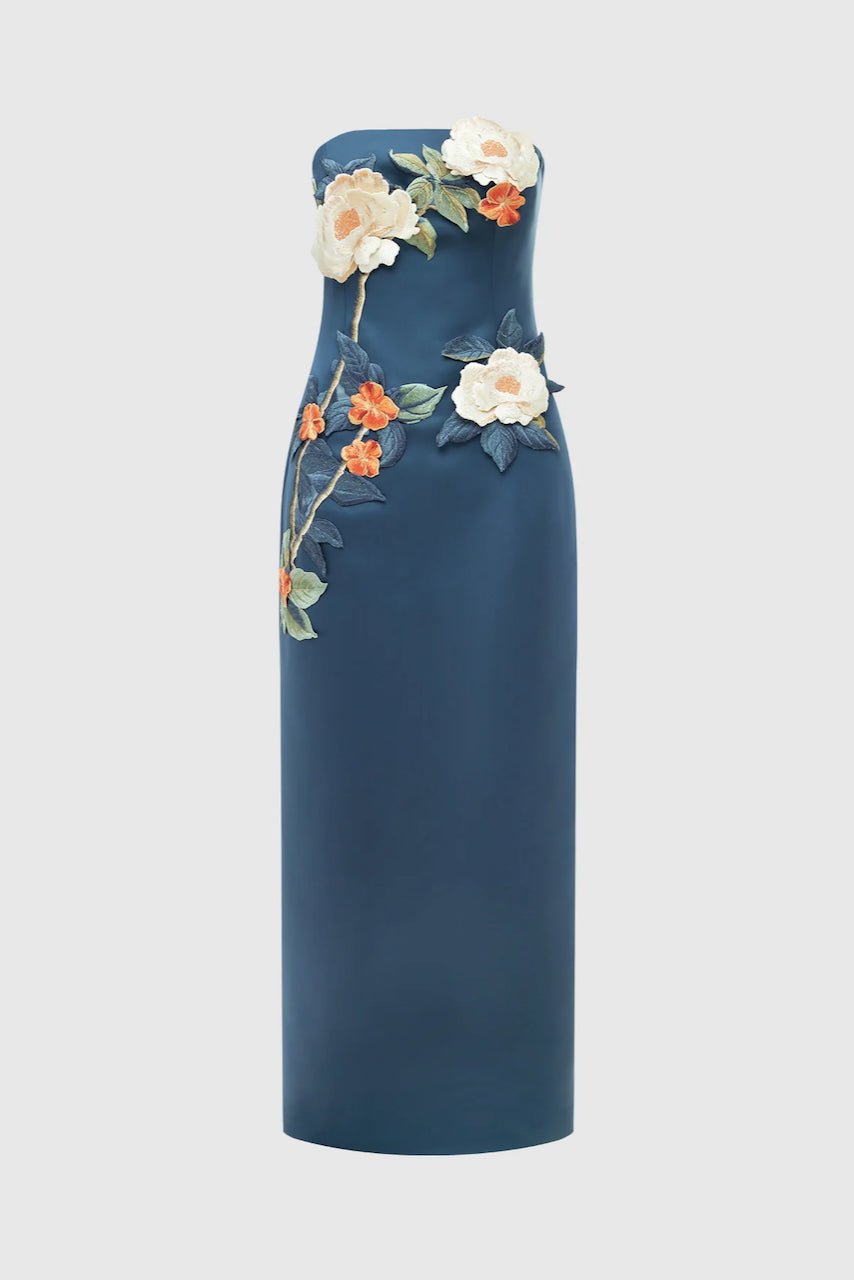 LEO LIN RAYNA APPLIQUÉ FLORAL BUSTIER MAXI DRESS - PEAR BLOSSOM photo 3