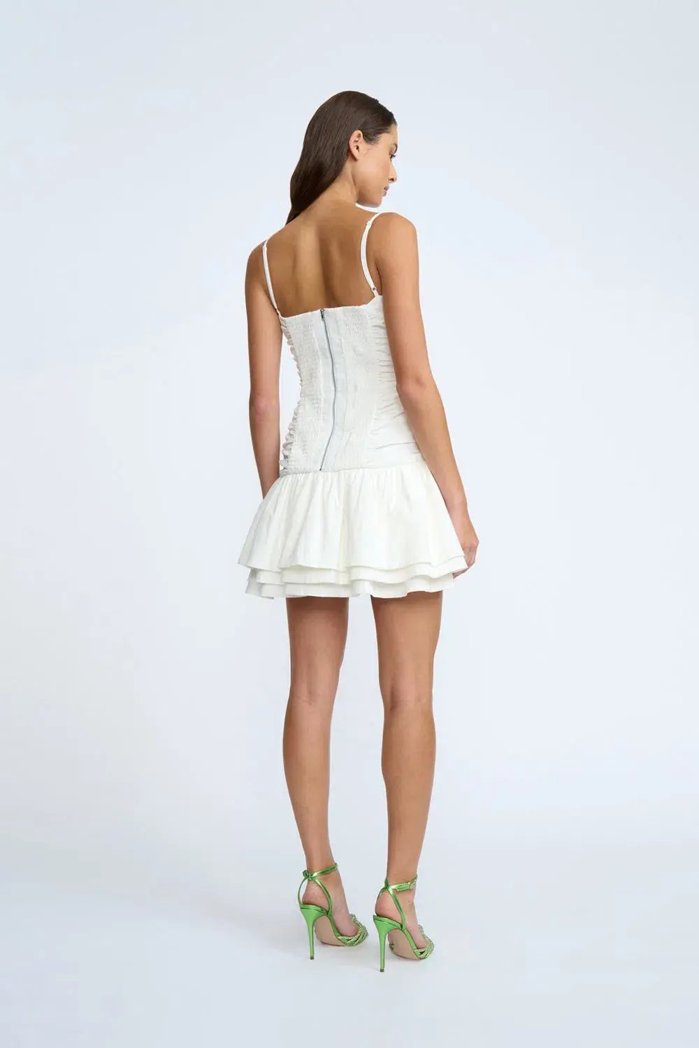 By Johnny Samantha Ruffle Mini Dress Ivory Size 8 photo 4