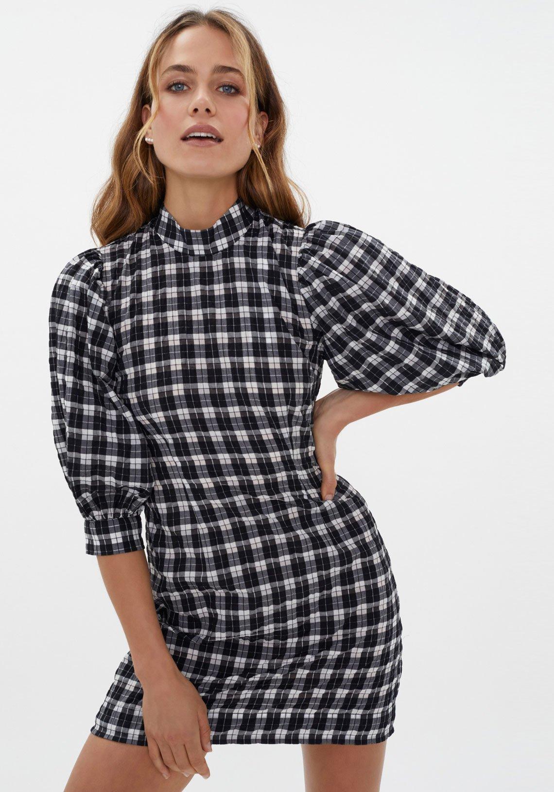 Ganni Seersucker Check Mini Dress Print Size 6 photo 2