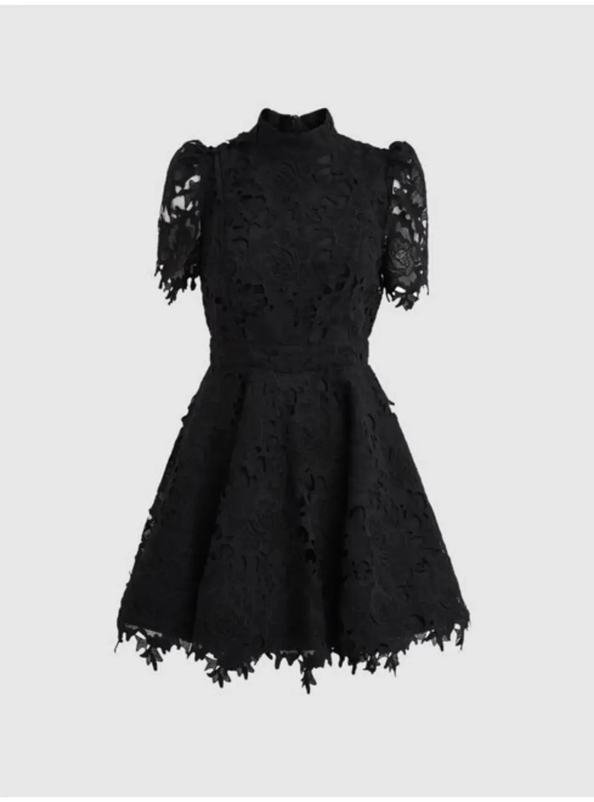 Leo Lin Elise Lace Short Sleeve Mini Dress Ebony Black Size AU 12 photo 4