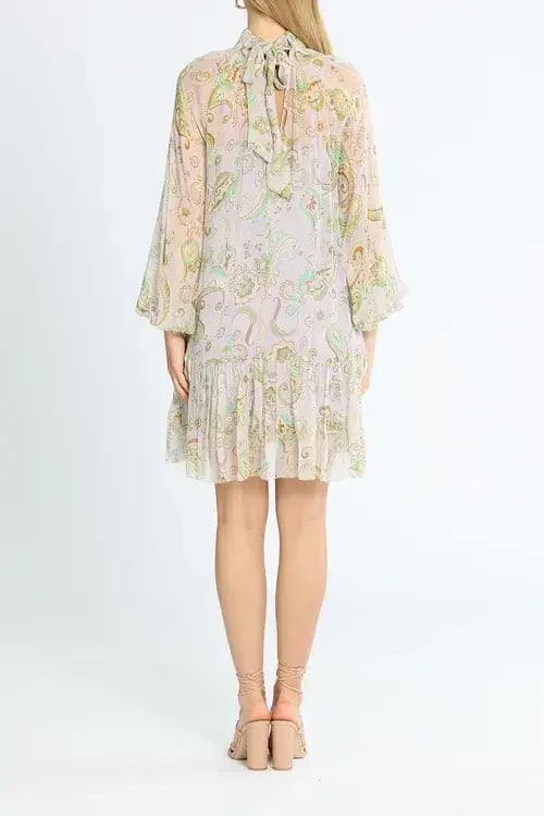 Alemais Marta Silk Crinkle Mini Dress Multi Print Size AU 10 photo 3