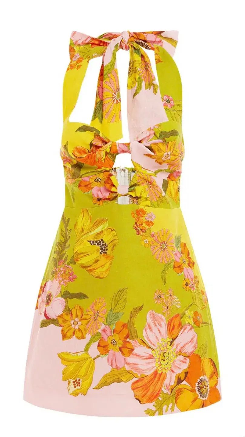 Alemais Silas Mini Halter Neck Mini Dress Floral Size AU 10 photo 5
