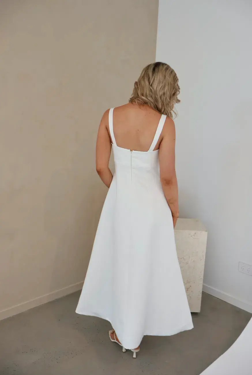 Leo Lin Odette Midi Dress Snow Size 8 photo 3