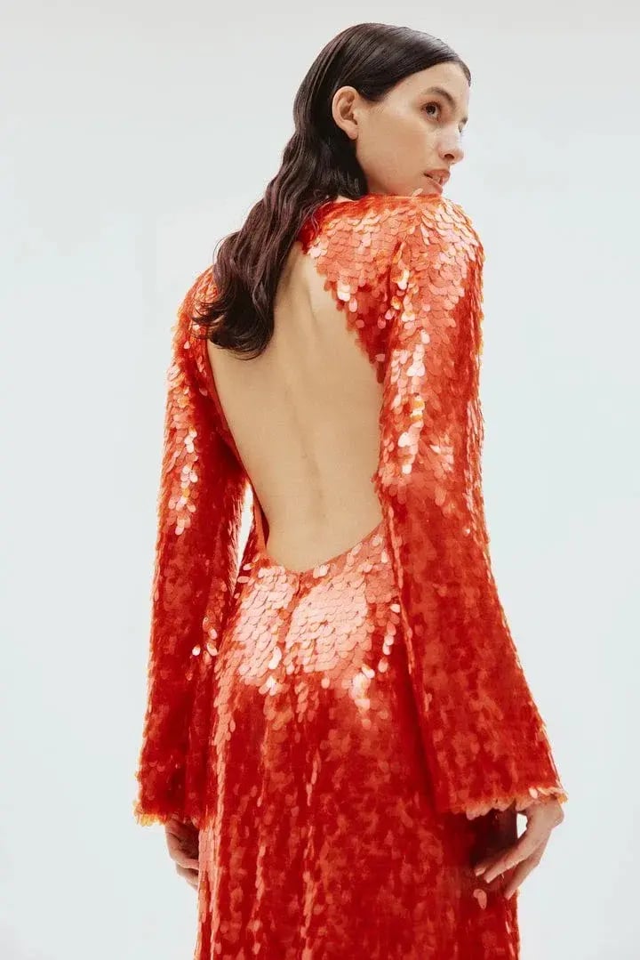 Alemais Geanie Long Sleeve Sequin Gown Red Size 8 AU photo 4
