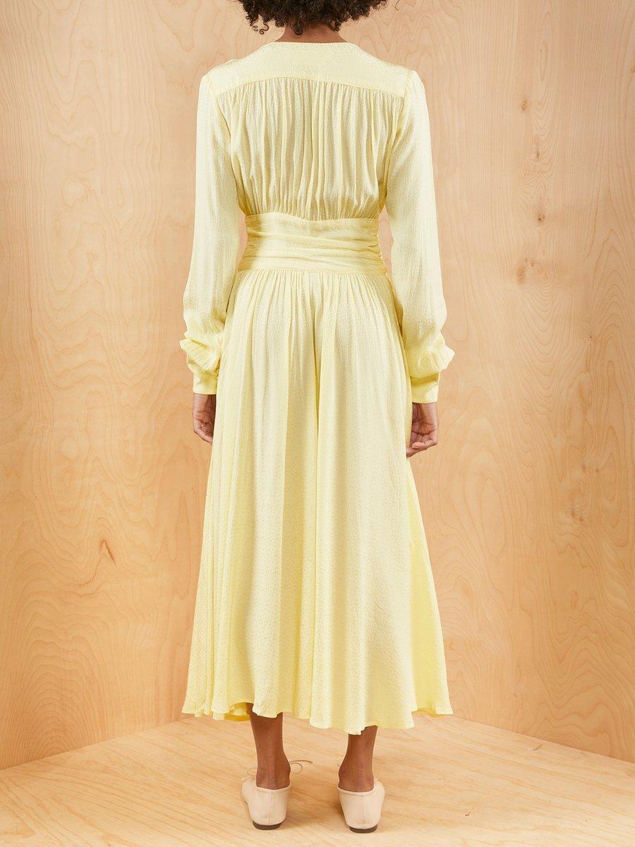 Rotate By Birger Christensen Tracy Long Sleeve Midi Dress Yellow Size 8 photo 4