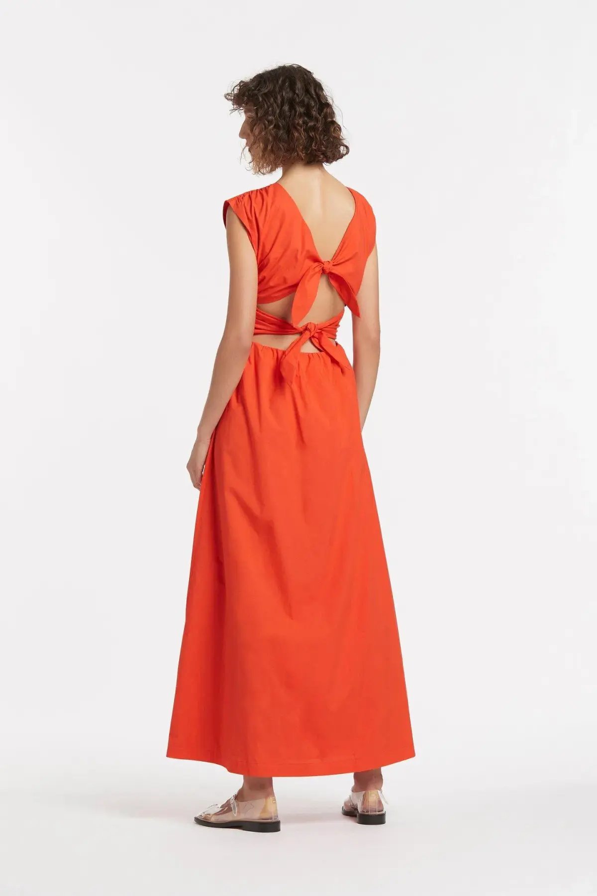 Aje Anja Tie Midi Dress Mandarin Red Size 8 photo 3