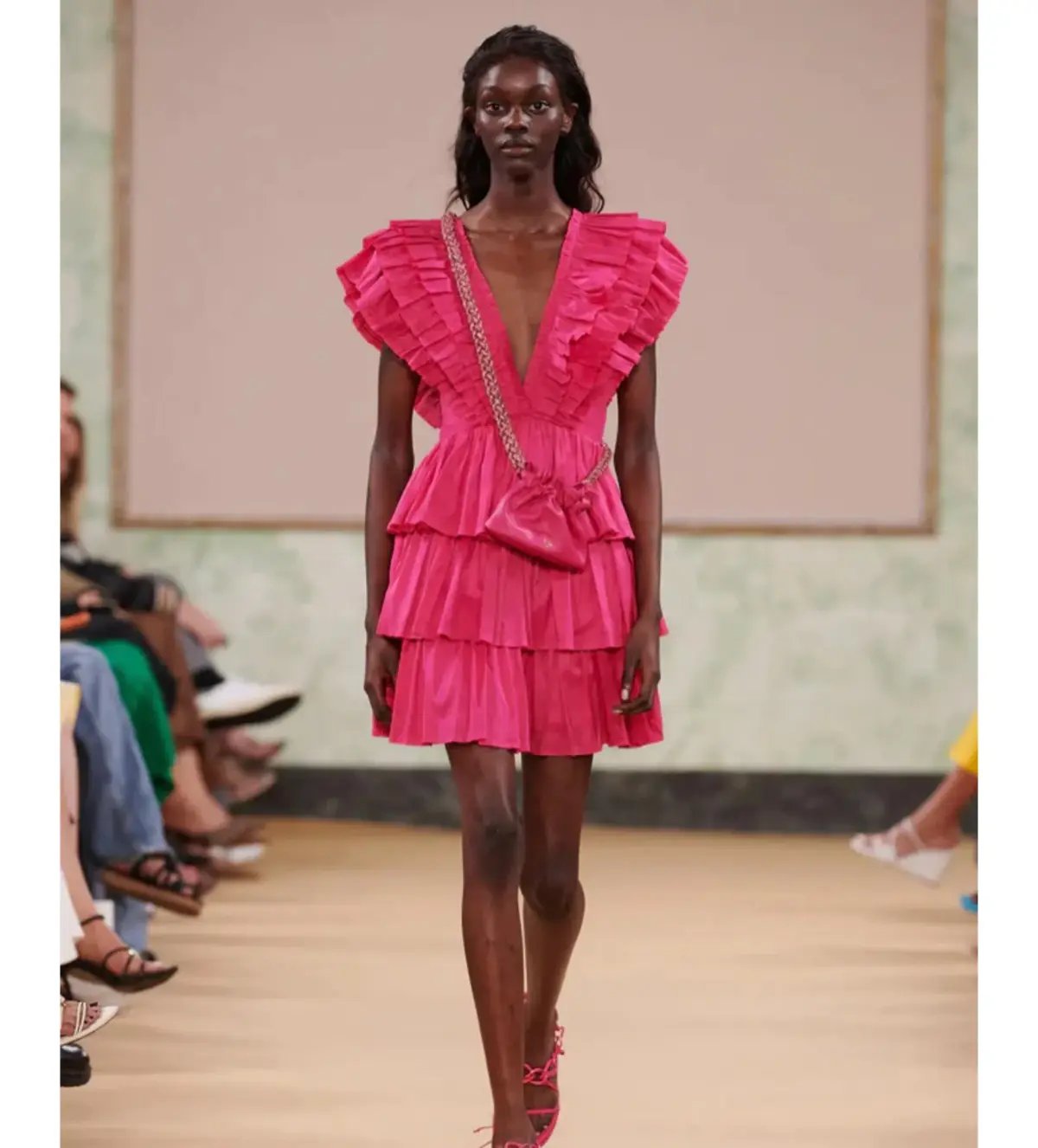 Aje Rhythmic Frilled Mini Dress Fuchsia Size 10 photo 5