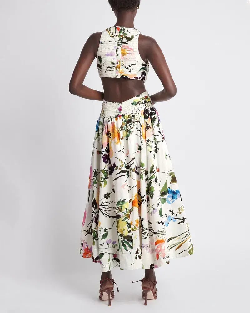 Aje Introspect Cut Out Midi Dress in Botanic Floral Print AU10 photo 6