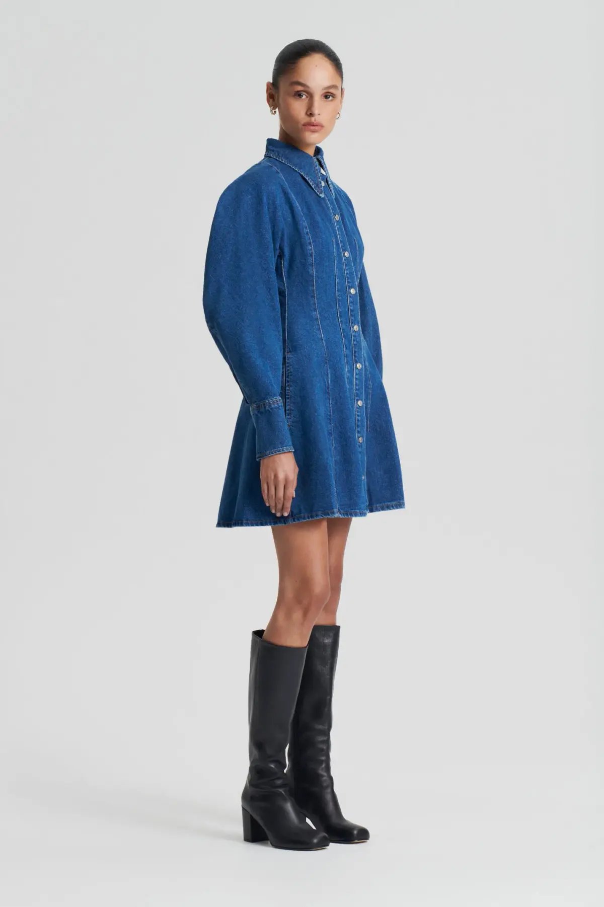 Scanlan Theodore Denim Cocoon Sleeve Mini Dress Size 6 photo 2