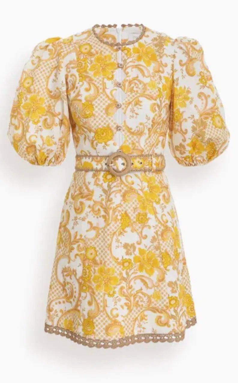 Zimmermann Postcard Mini Dress Yellow Size 1/ AU 10 photo 5