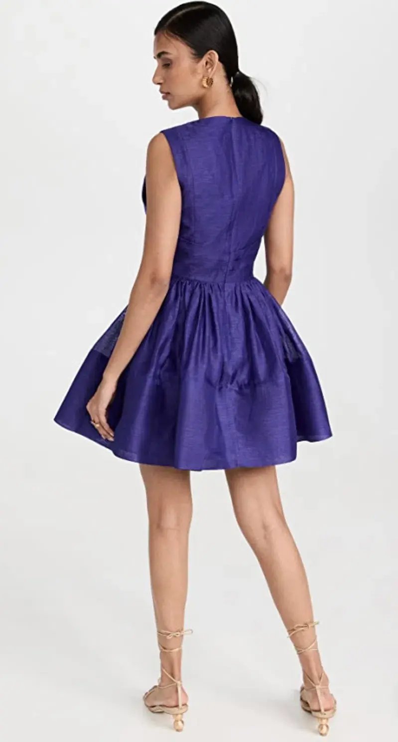 Zimmermann Tama V Neck Mini Dress Blue Size 1 / Au 10 photo 4