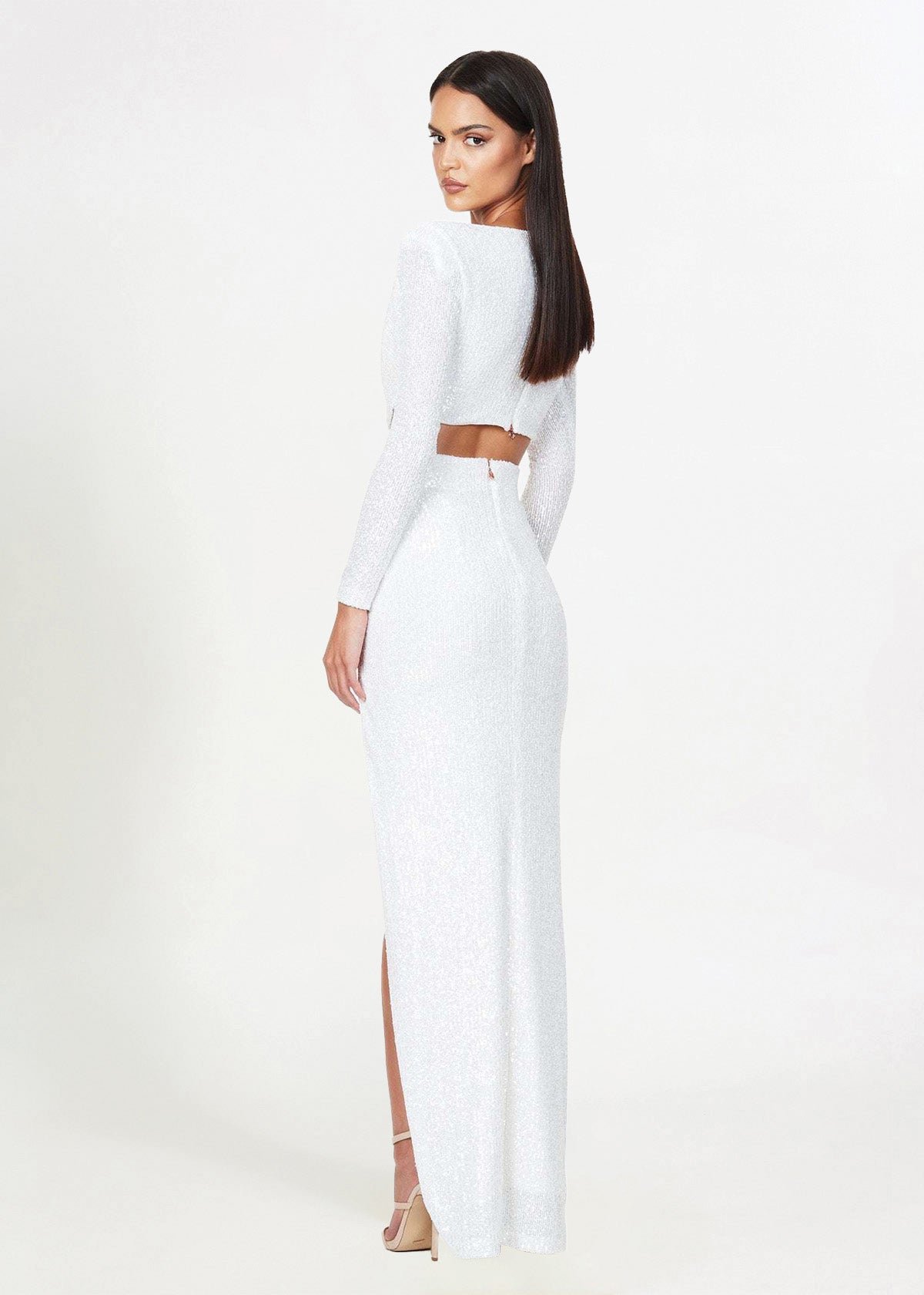 Pandora Long Sleeve Gown in White photo 3