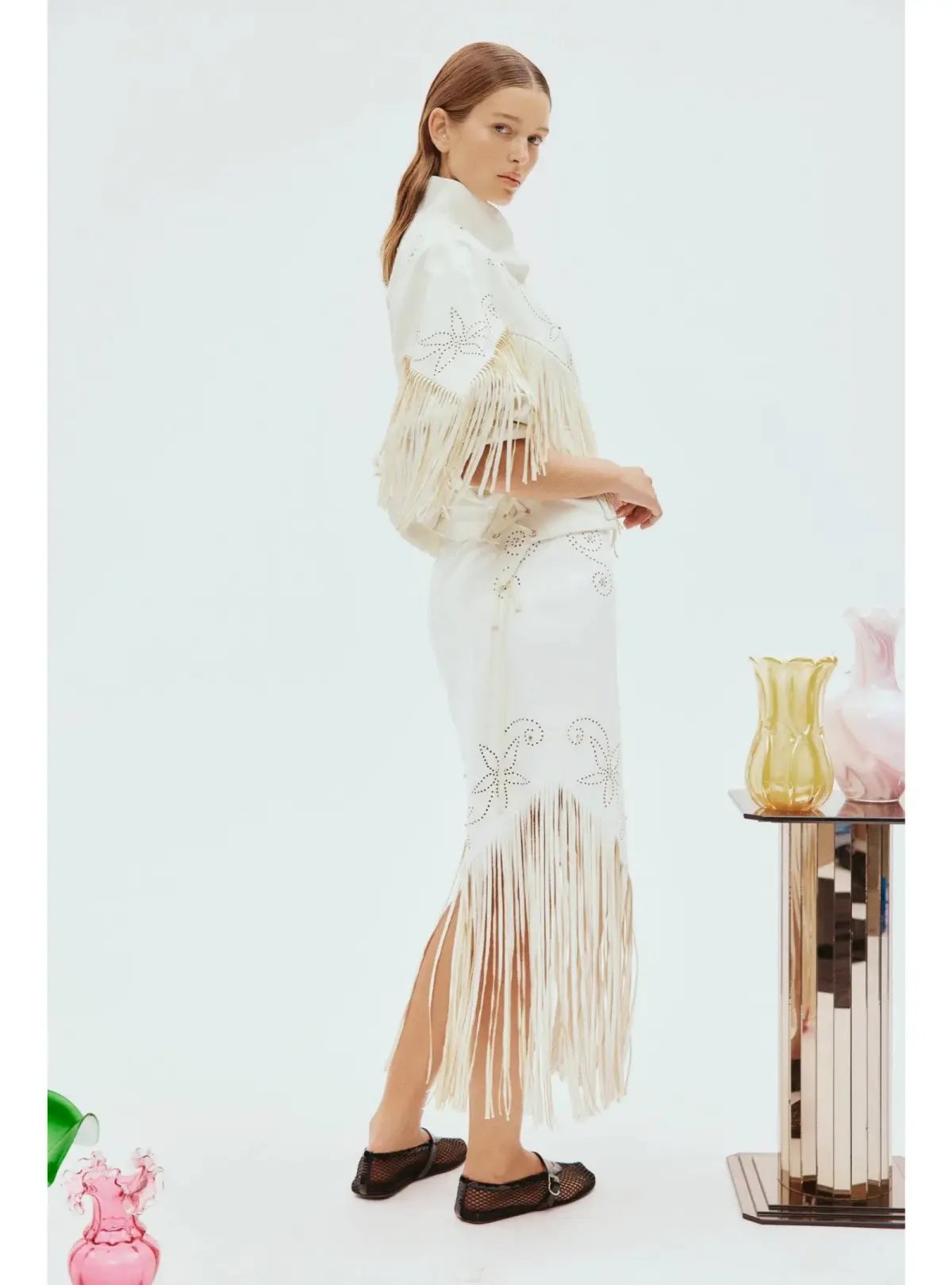 Alemais Barbara Fringe Jacket Cream Size AU 10 photo 3