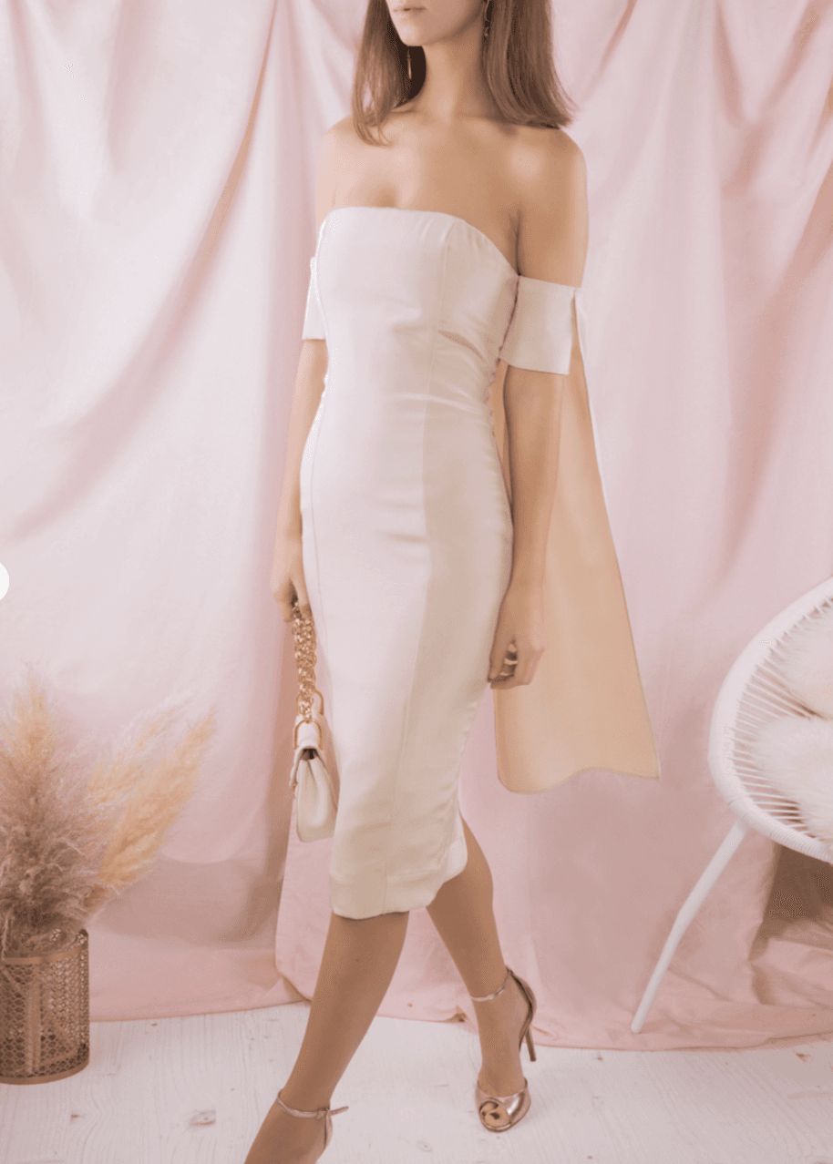 Misha Giselle Silk Dress Cream Size 10 photo 2