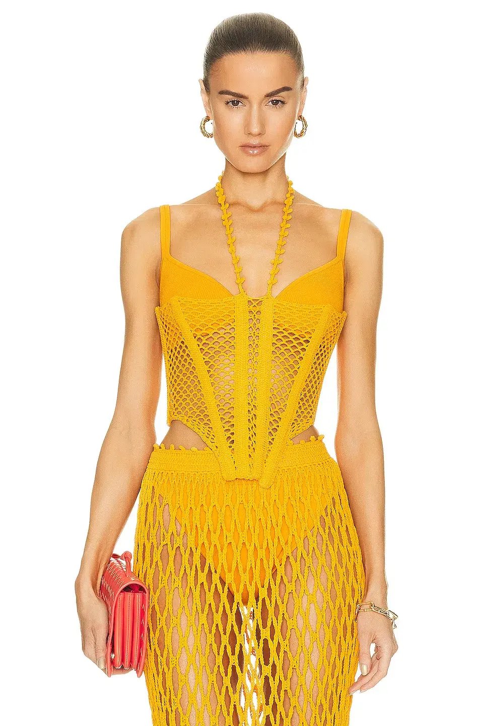 Dion Lee Coral Crochet Corset in Amber Orange Size AU 4 photo 3