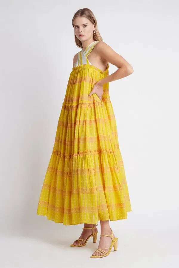 Aje Wilderness Tiered Maxi Dress Yellow Size AU 6 / US 2 photo 4