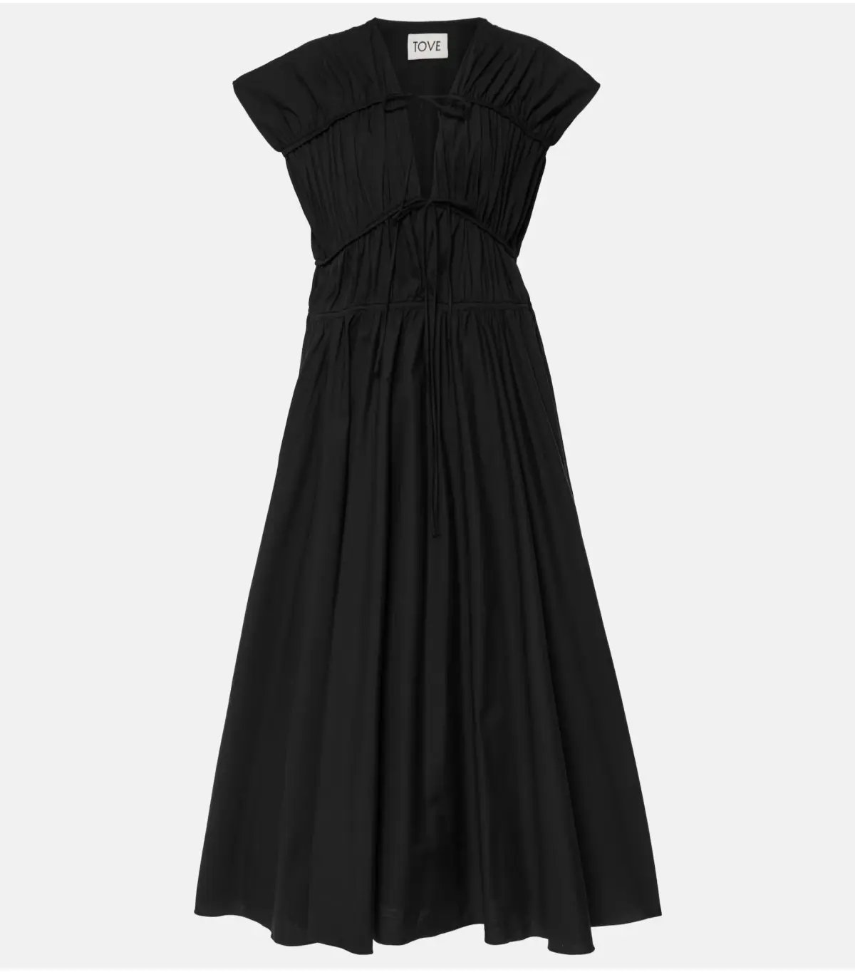 Tove Ceres Gathered Cotton Midi Dress Black Size AU 14 photo 5