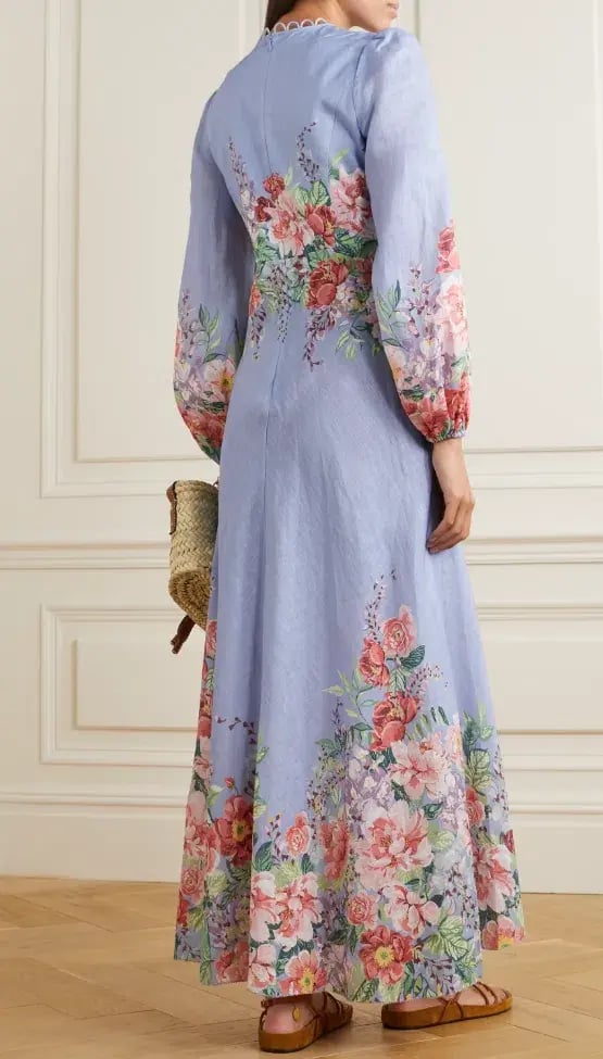 Zimmermann Bellitude Floral Long Dress Cornflower Floral Size 2 / AU 12 photo 2