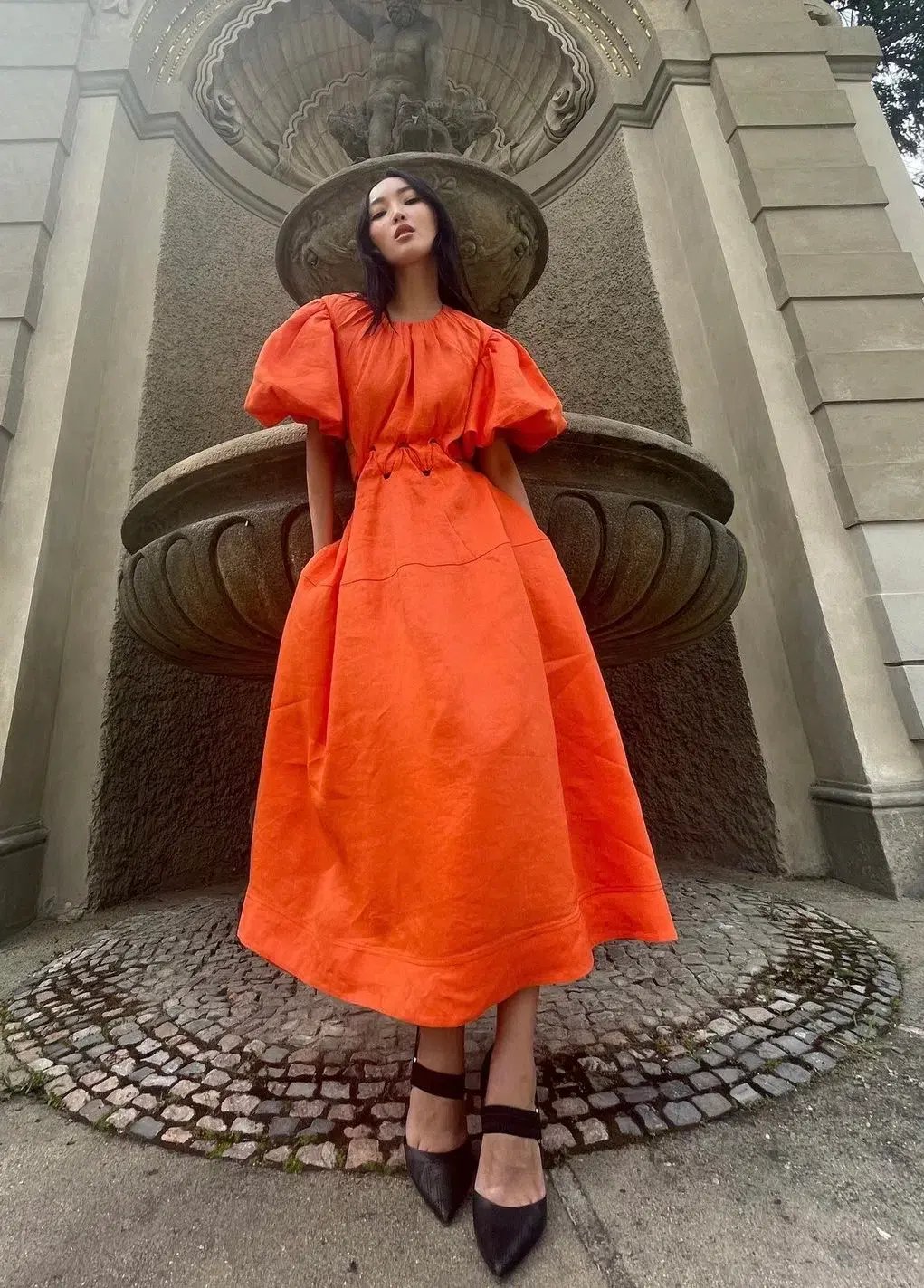 Aje Cossette Tie Back Orange Size AU 8 photo 2