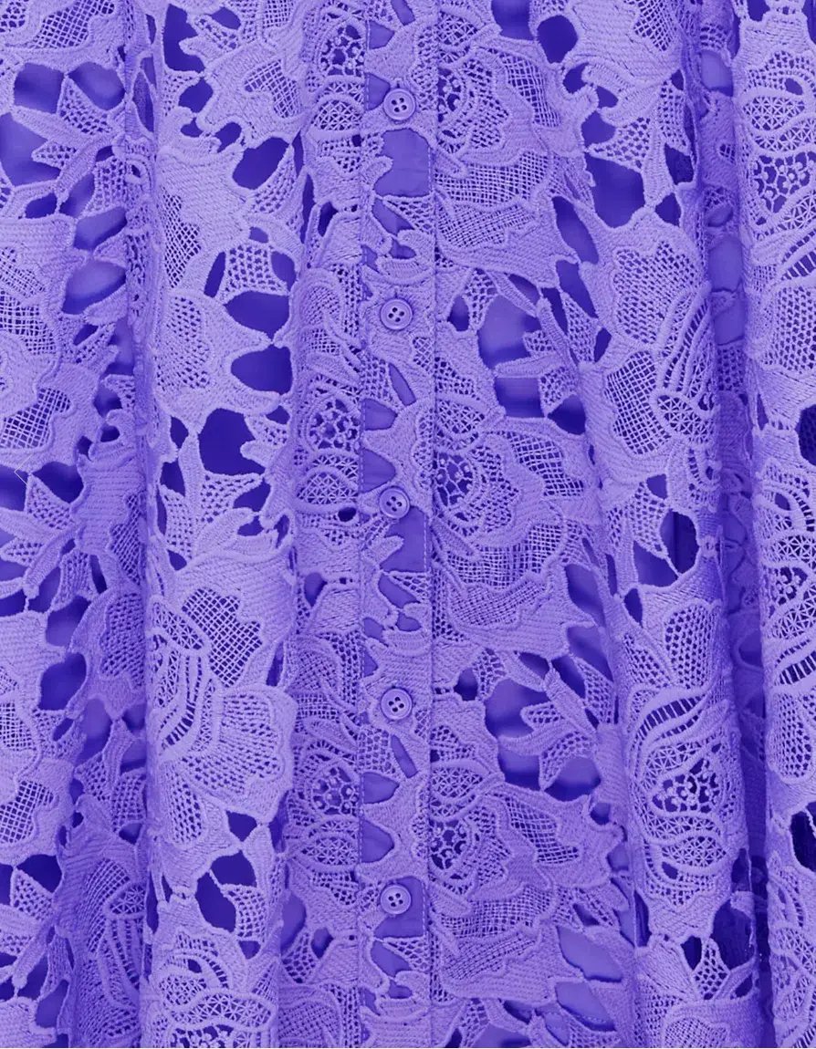 Leo Lin Aliyah Lace Butterfly Sleeve Midi Dress Lavender Size 10 photo 2