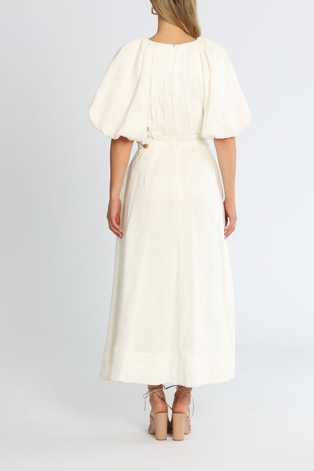 Virtuous Asymmetric Midi Dress - Ivory photo 3