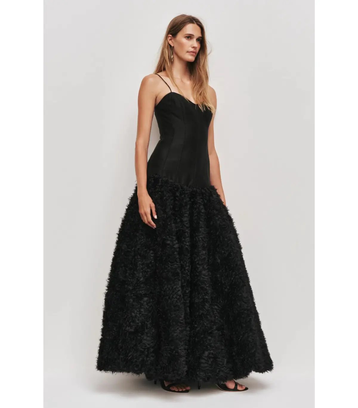 Aje Colette Corset Textured Maxi Dress Black Size AU 6 photo 2