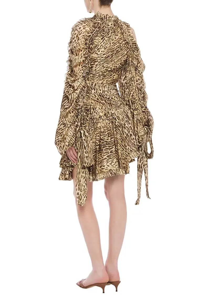 Zimmermann Cutout Leopard-print Silk Crepe De Chine Mini Dress Animal Print Size 0P/Au 6 photo 2