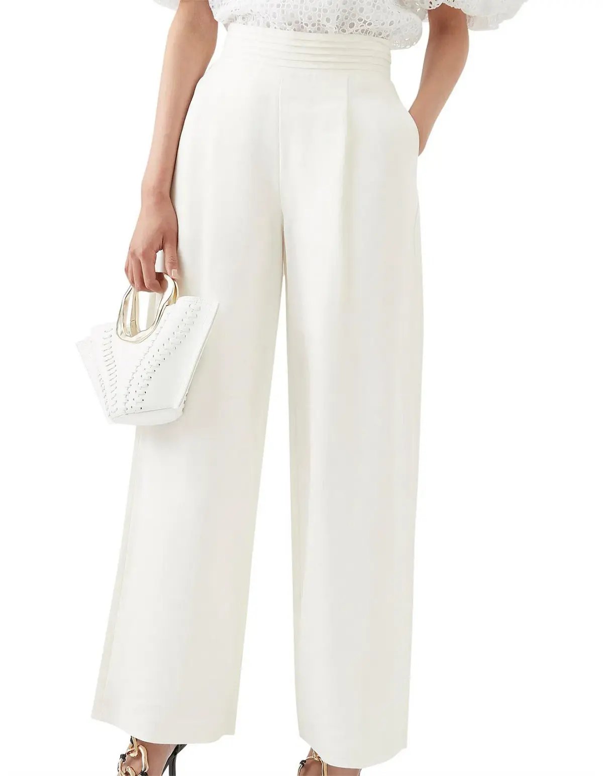 Aje Tate Linen Bland Wide Leg Pant white size 10 photo 4