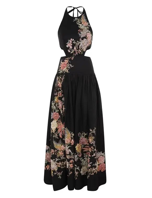 Zimmermann The Tallow Halter Midi Dress in Black Multi Floral Size 2 /Au 12 photo 4