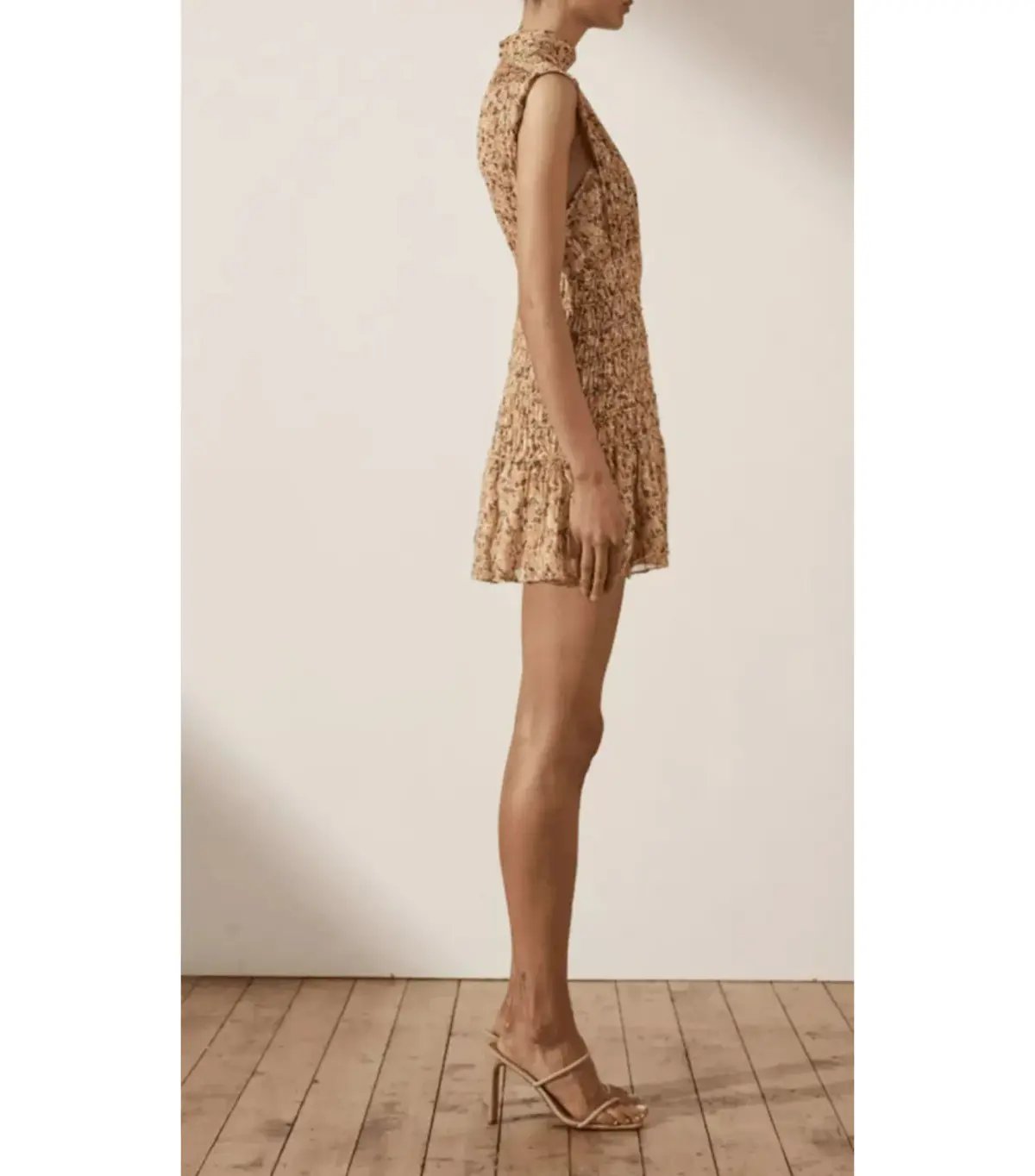 Shona Joy Colette High Neck Corded Mini Dress Print Size AU 10 photo 2