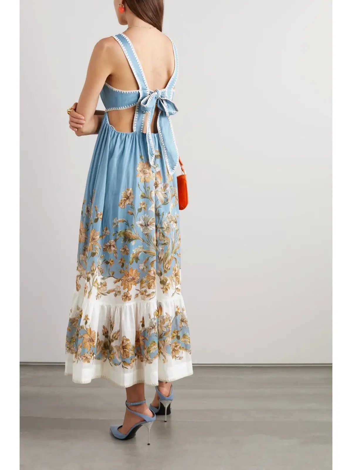 Zimmermann The Chintz Tiered Midi Dress in Blue Daisy Floral Size 1 /AU 10 photo 2