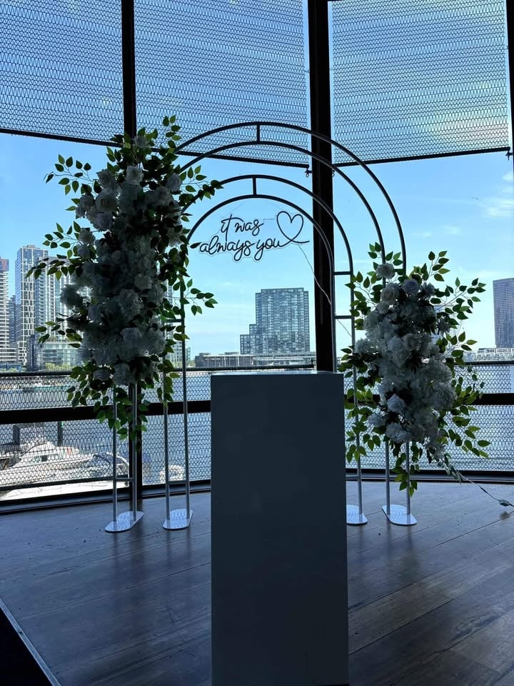 Engagement backdrop setup for hire photo 2