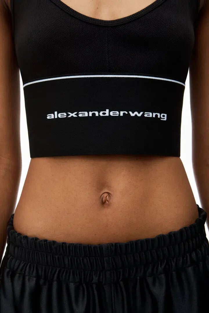 Alexander Wang Logo Elastic Bra in Black Ribbed Jersey Size S / AU 8 photo 4
