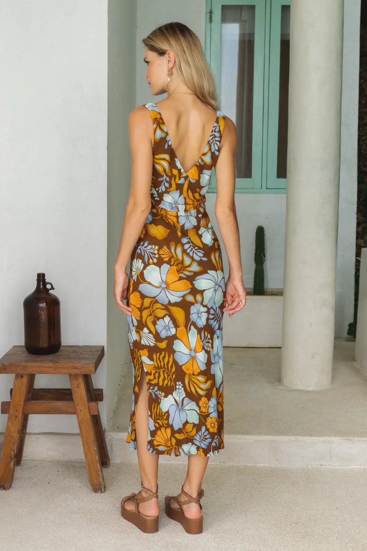 Nine Lives Bazaar Sarah Bias Midi Dress Bamboo Size 20 photo 2
