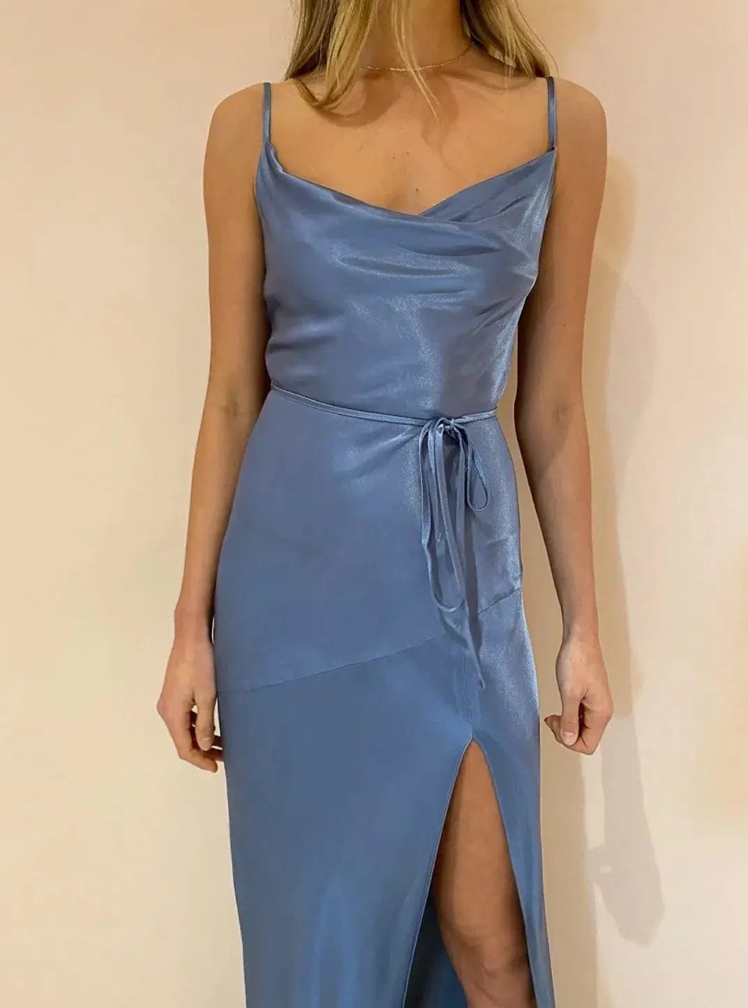 Shona Joy La Lune Cowl Dress Blue Size 8 photo 2
