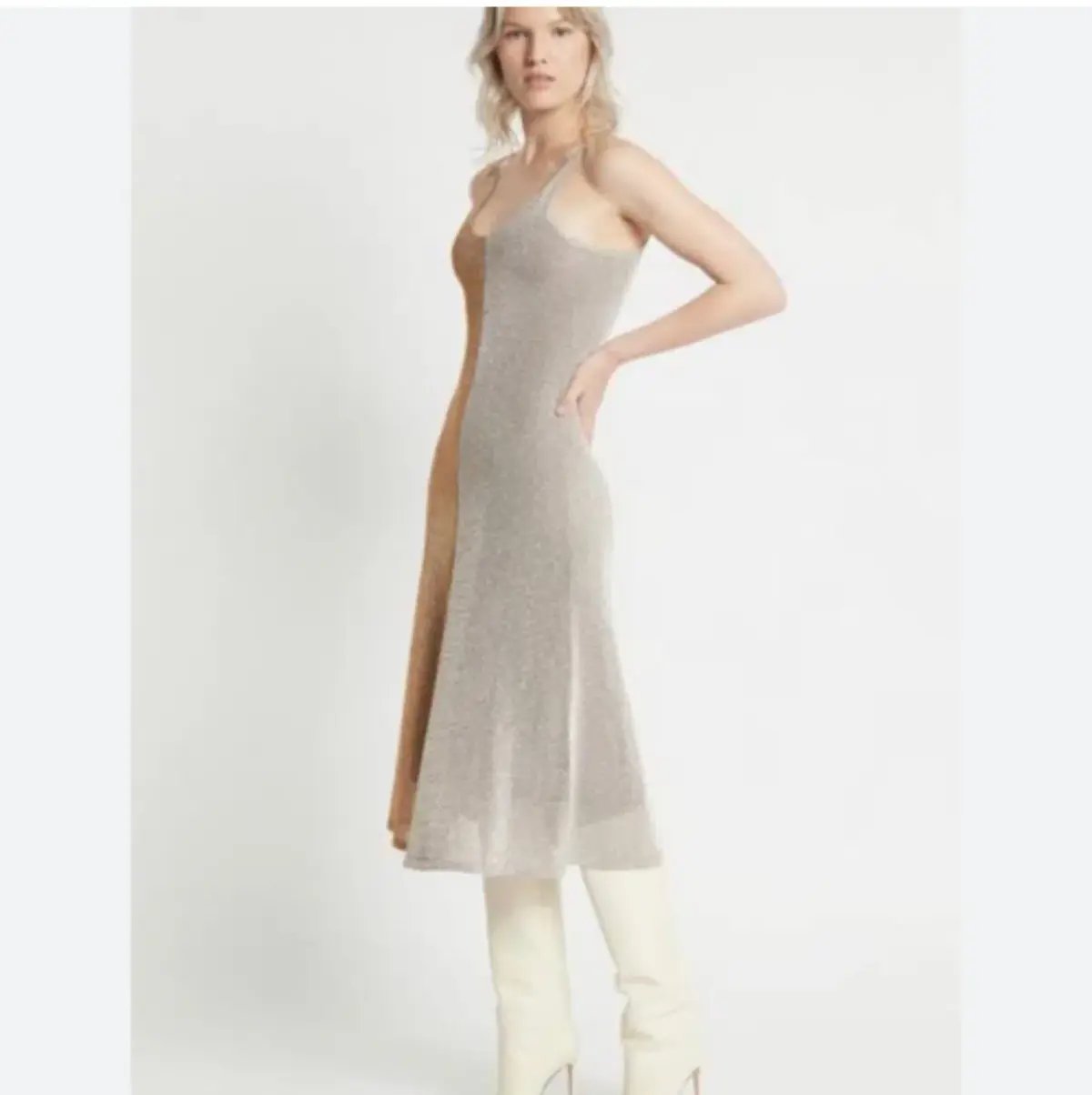 Sass And Bide Half Silver Half Gold Midi Dress Gold/Silver Size 8 photo 2