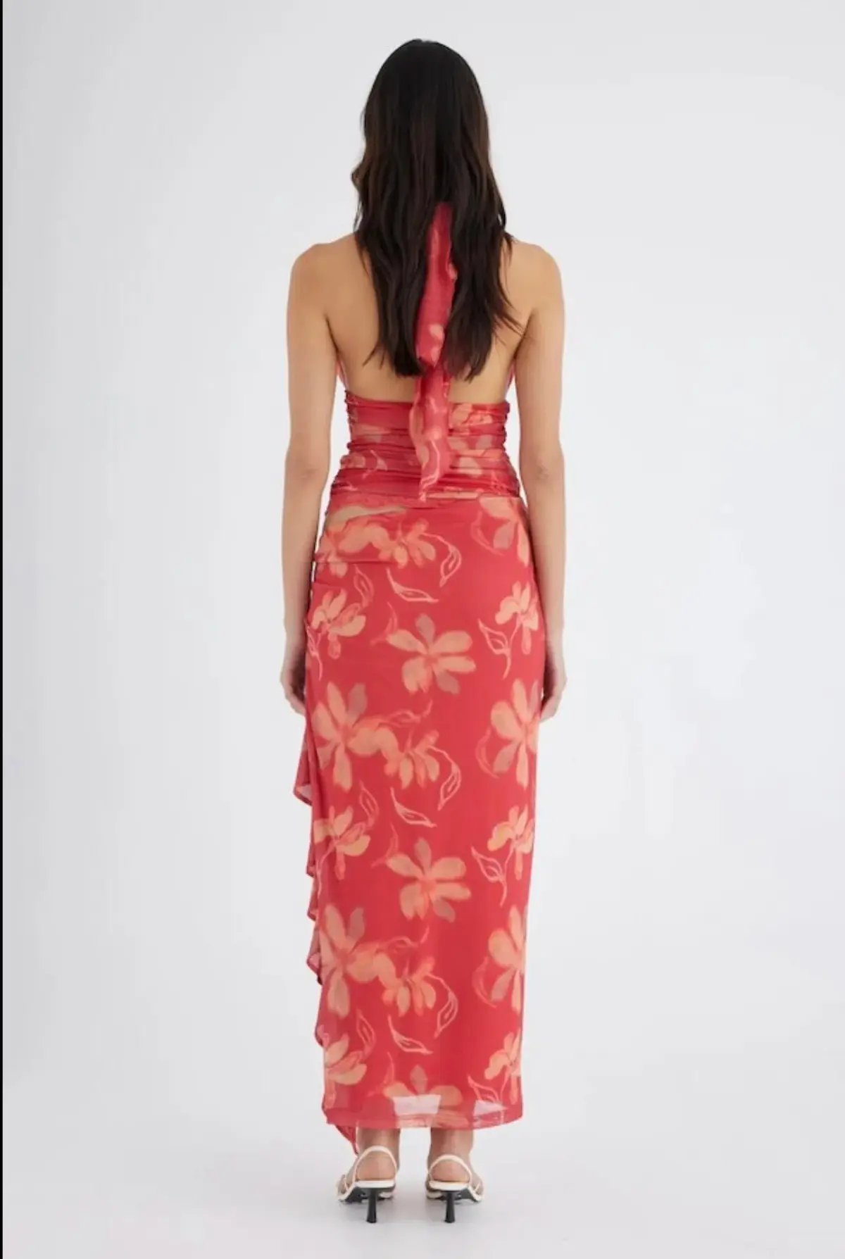 Benni Penelope Halter Maxi Dress Hibiscus Floral Size 6 photo 3