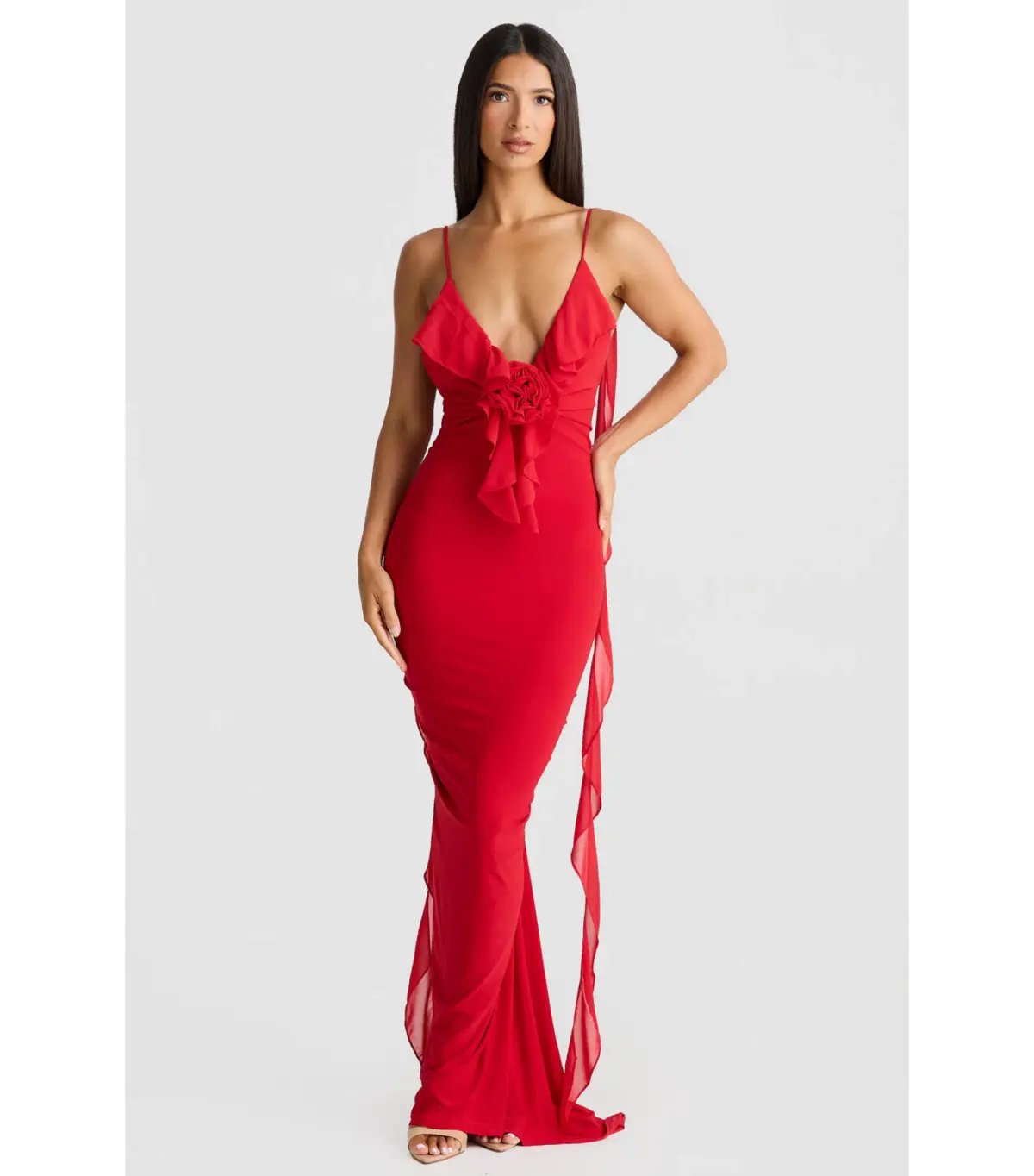 Melani The Label Red Floor Length Dress Red XS/Au 8 photo 3
