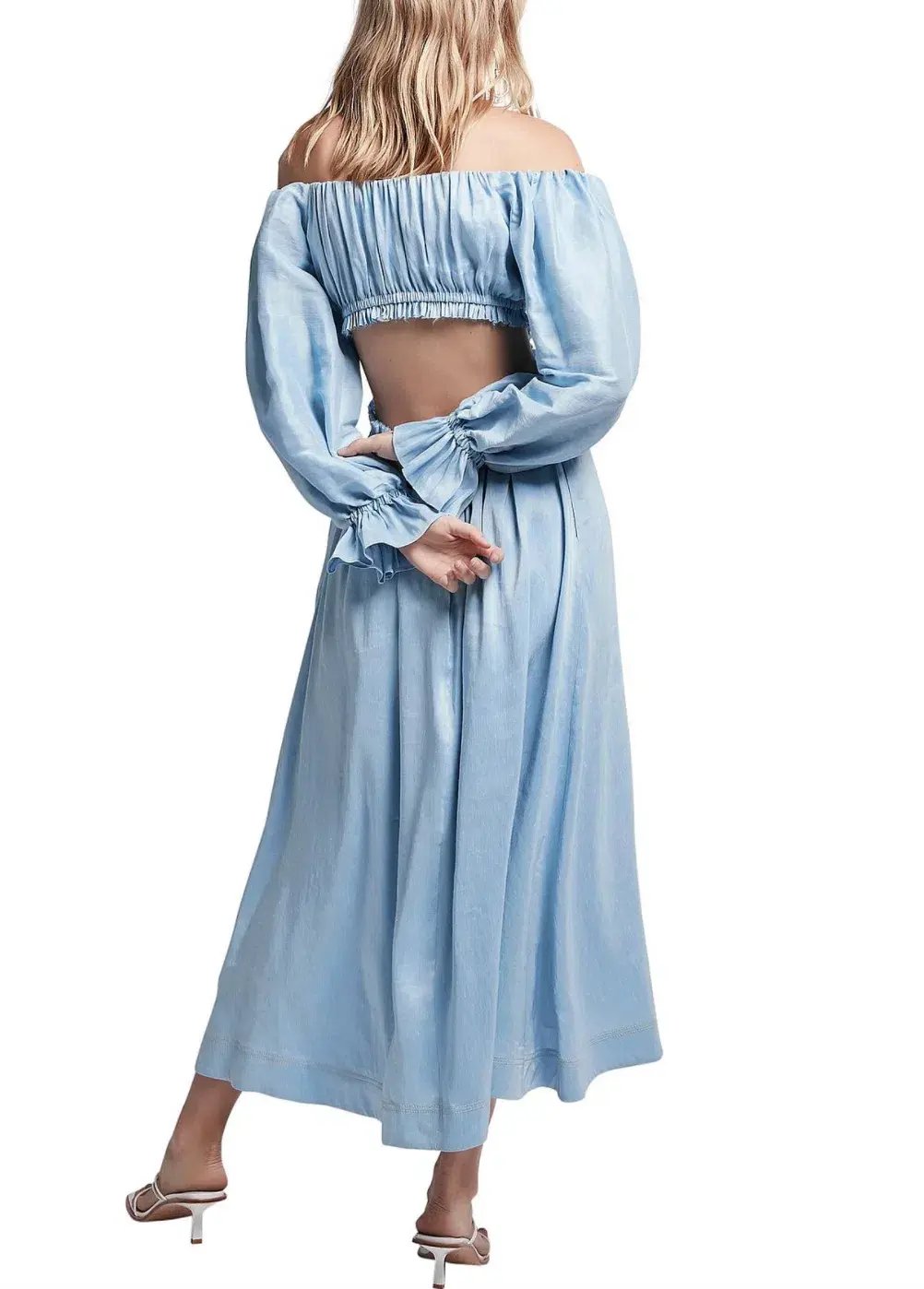 Aje Overture Blouson Midi Dress Ciel Blue Size 8 photo 3