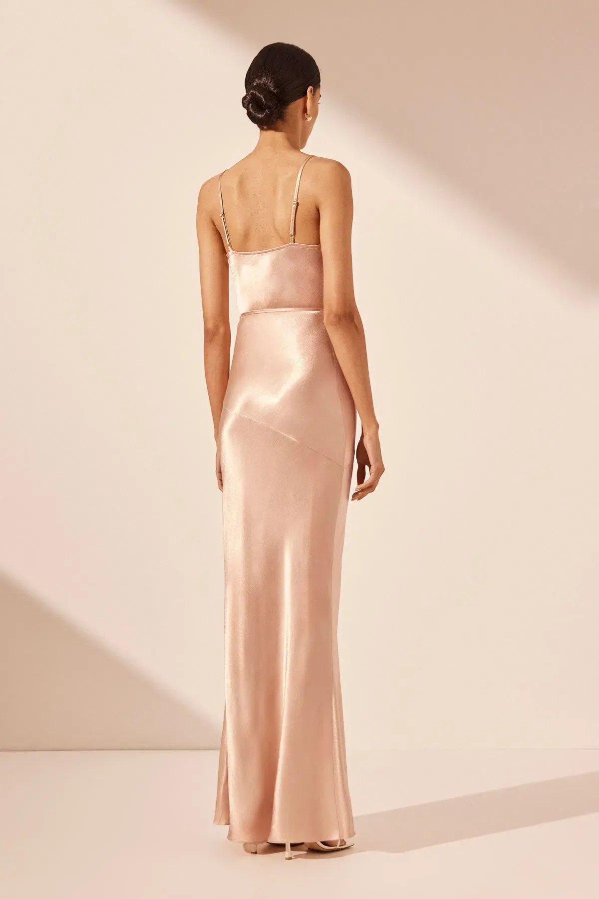 Shona Joy La Lune Bias Cowl Maxi Dress with Split and Tie in Desert Rose Size 16 photo 2