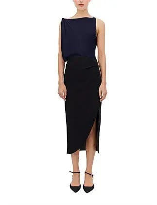 Bianca Spender Navy Satin Crepe Roma Top Navy Size 10 photo 4